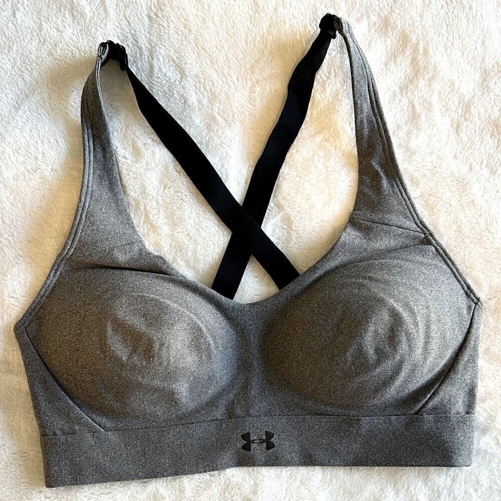 Under Armour Gray Racerback Crisscross Sports Bra - Size Small
